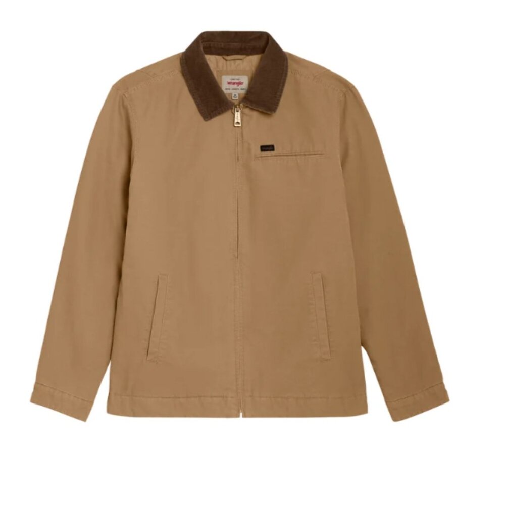 Wrangler Men's Canvas Work Jacket Quilted Lining Corduroy Collar Brown - Picture 8 of 8
